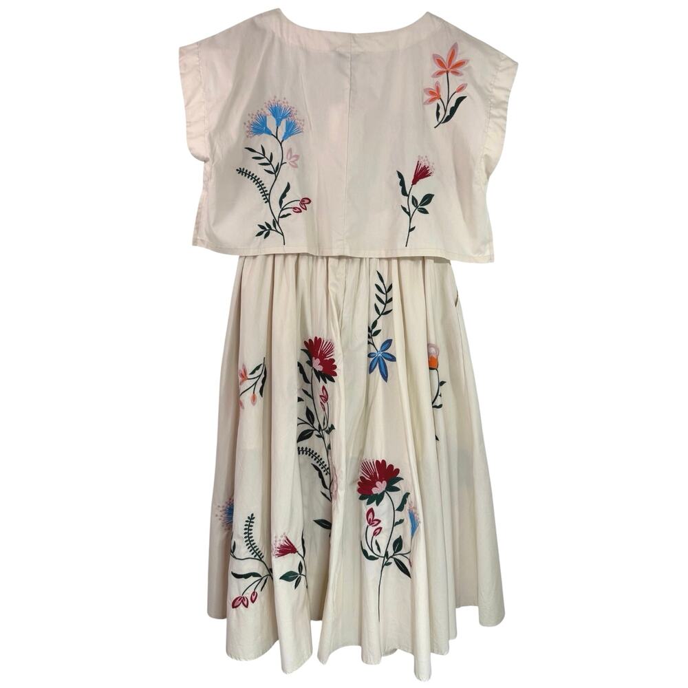 MABLE Floral Embroidered Two Piece Skirt Set Boho Garden Crop Top Midi M NWT - Picture 4 of 12